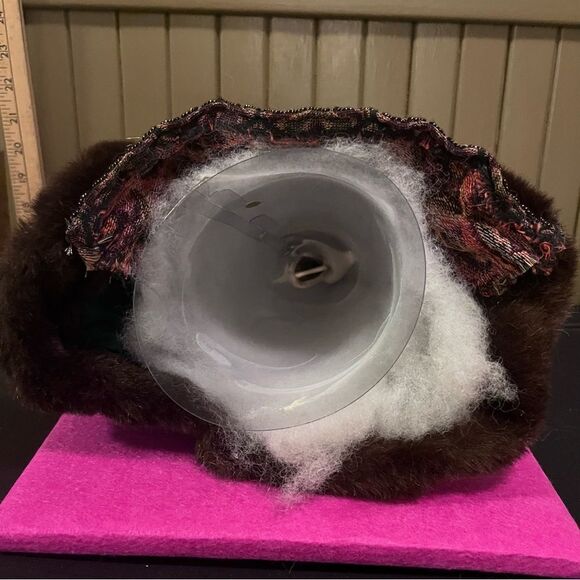 St. Nicholas Santa Tapestry plush Green Gold Faux Fur trim Garment Tree Topper - Picture 9 of 9